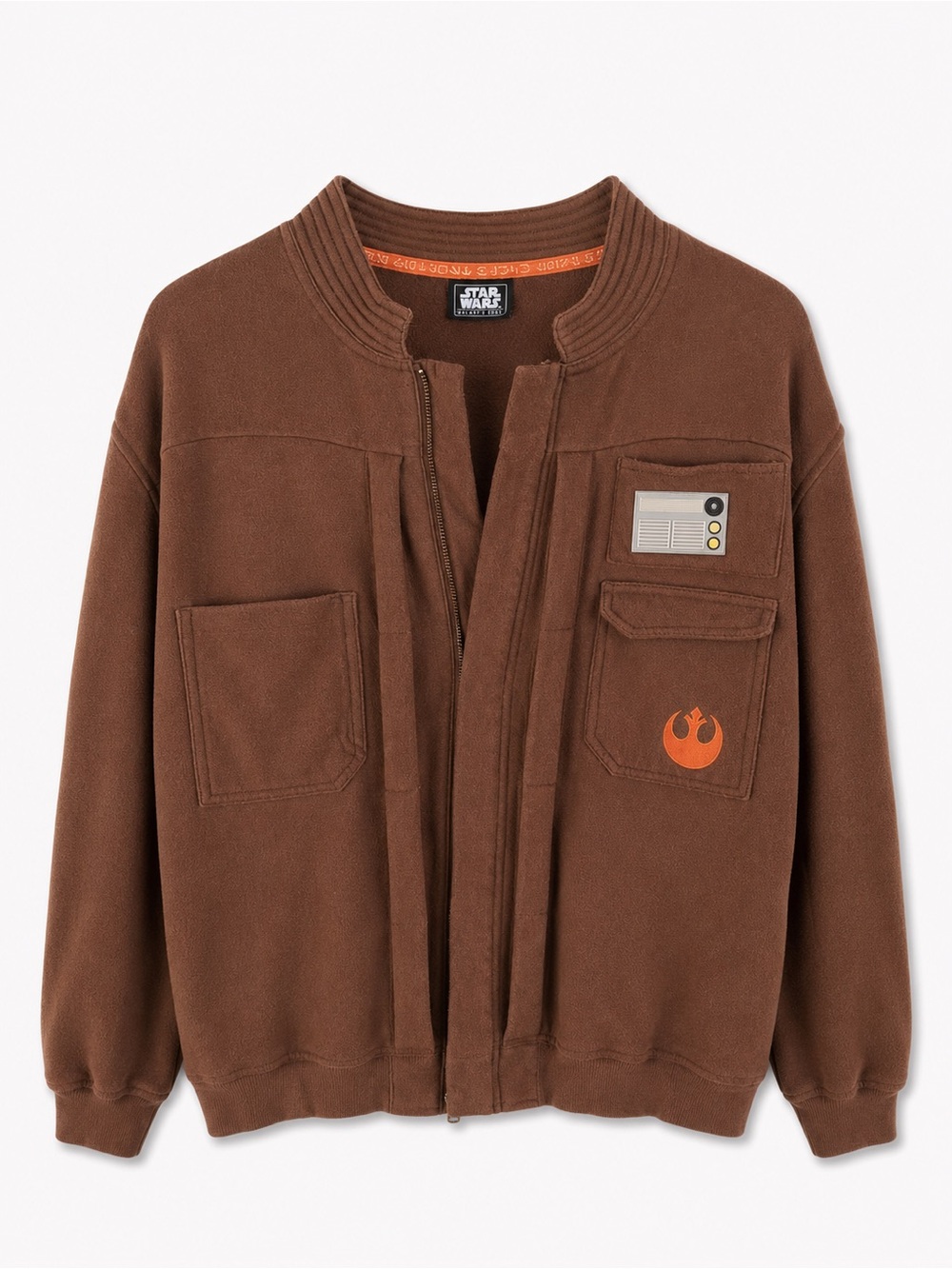 Star Wars Kids' Brown Fleece Jacket with Orange Rebel Emblem